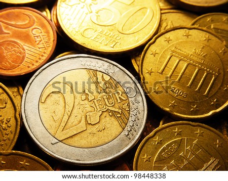 Two euro coin. Europe finance system concept.