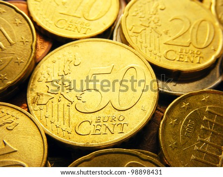 Fifty euro cents. Europe finance system concept.