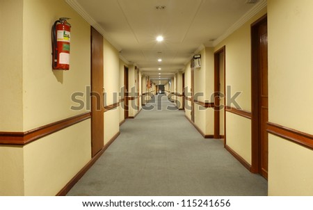 beautiful hotel corridor with carpet in The luxury resort