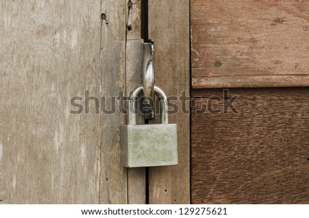The padlock locking the wooden door