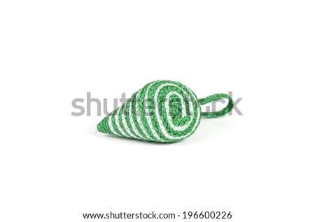 the isolated of the woven bag is rope pattern for money pouch on a white background