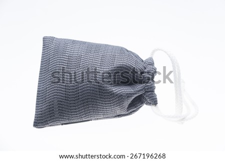 the isolated of the woven bag is rope pattern for money pouch on a white background