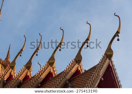 roof style of thai temple with gable apex on the top