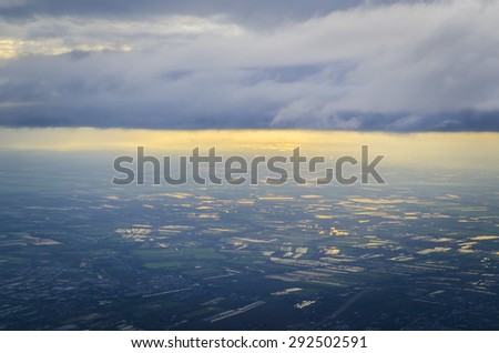 Aerial view landscape of Bangkok city in Thailand