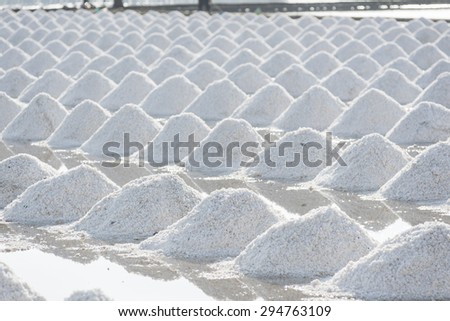 Mass of salt in the salt sea salt farm, Thailand location