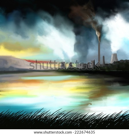 Ecology design concept illustration. Environment pollution.