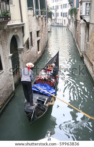 Venice - romantic places, traditional boats at narrow streets of the italian city. wonderful travel
