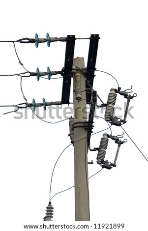 Electric lines on white background