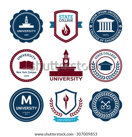 University and college school logo emblems
