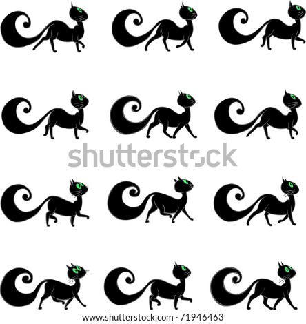 Black Cat Walking Stock Vector Illustration 71946463 : Shutterstock