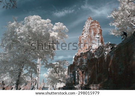 Near infrared Temple in Angkor Thom, near Siem Reap, Cambodia