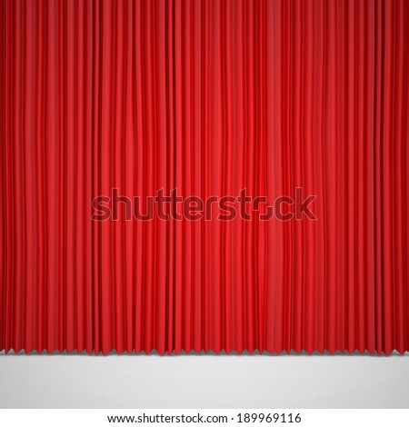 Closed red curtain lit Spotlight. Three-dimensional render