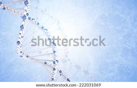 DNA models and blured smoke. Blue gradient background