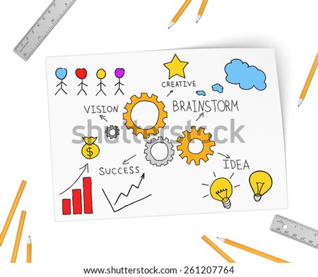 Development of vital ideas for structure of organizations. Isolated on white background