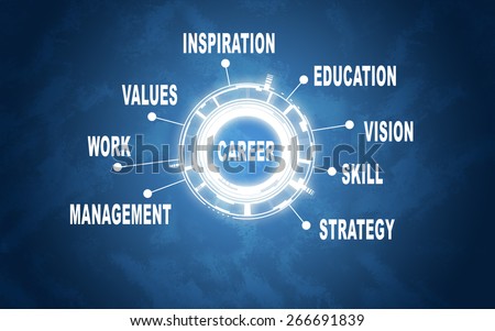 Abstract career concept. Work, study and career. Blue texture as backdrop
