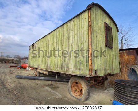 Used barrack on a construction yard