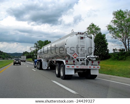 big fuel gas tanker truck on highway