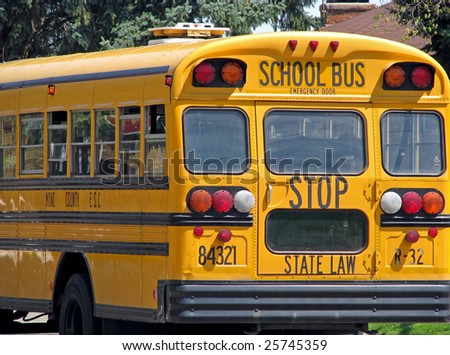 back of public state county school bus