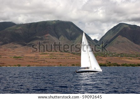 sailboat on beautiful Maui Hawaiian Island ocean