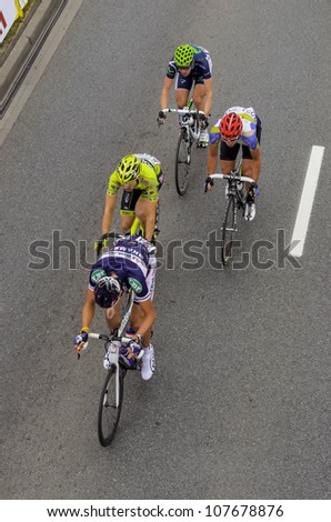 KATOWICE, POLAND - JULY 13: 69 Tour de Pologne, the biggest cycling event in Eastern Europe, participants of 4th stage from Bedzin to Katowice, July 13, 2012 in Katowice, Poland