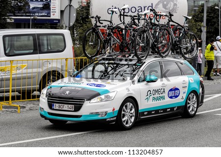 KATOWICE, POLAND - JULY 13: 69 Tour de Pologne, the biggest cycling event in Eastern Europe, technical car of 4th stage from Bedzin to Katowice, July 13, 2012 in Katowice, Poland