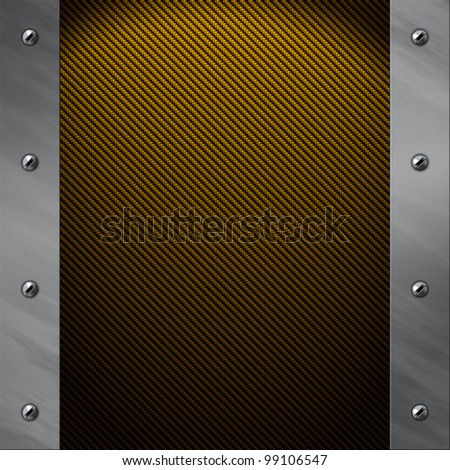 Brushed aluminum frame bolted to a golden real carbon fiber background