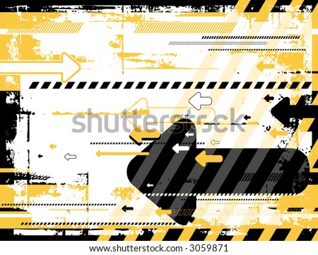 stock vector : Grunge black and yellow background with many arrows