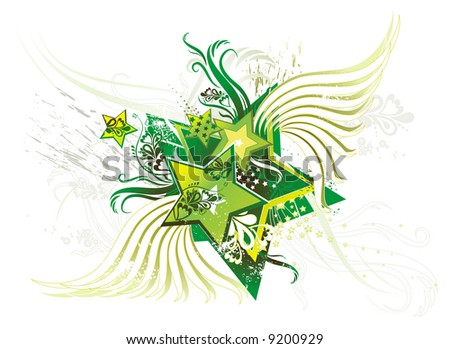 green stars clipart. with green stars, floral,