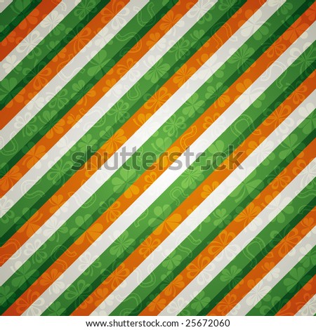 striped background with shamrock,