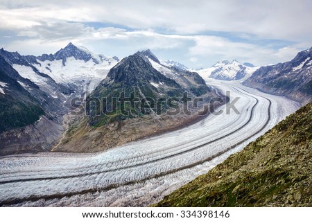 Great Aletsch Glacier. Switzerland, eastern Bernese Alps in the Swiss canton of Valais