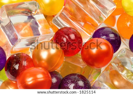 many-coloured balls and ice cubes abstraction