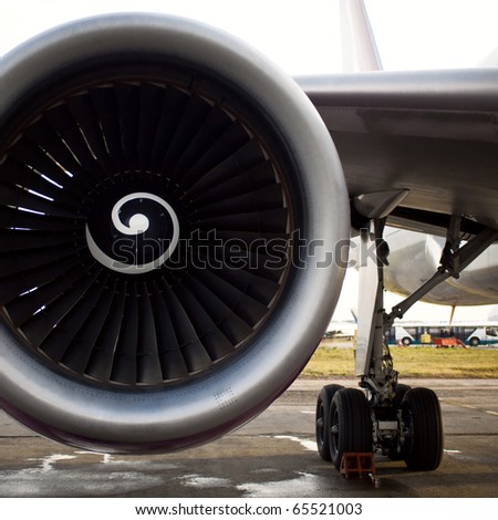 Turboprop aircraft engine closeup shot