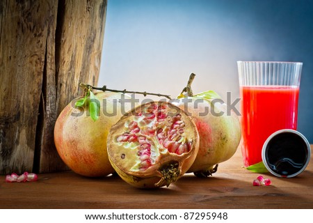 ,pomegranate, beans, jam and fruit juice,