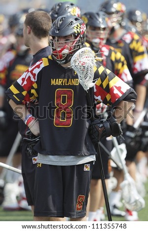 FOXBOROUGH - 28 MAY: Pat Morrison (8), Maryland, College Park, after their loss to Loyola 9-3 at the NCAA Men\'s Division 1 Lacrosse Championship game in Foxborough, Massachusetts, 28 May 2012.