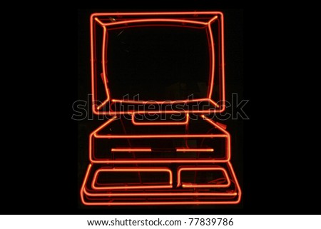 Red computer neon signage