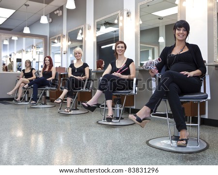 Team of hairdressers in a beauty salon