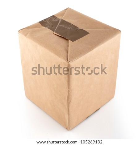 Brown parcel package with brown adhesive tape