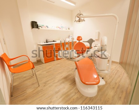 Modern orange dentist cabinet