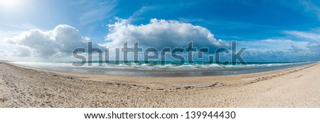 Panoramic view of a beautiful deserted French beach,