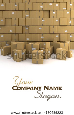 Huge pile of cardboard boxes, forming a wall, ideal for backgrounds