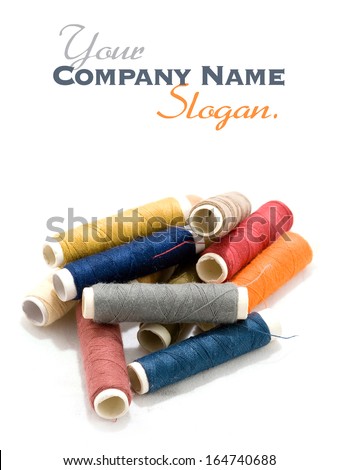 Multicolored bobbins of sewing cotton threads