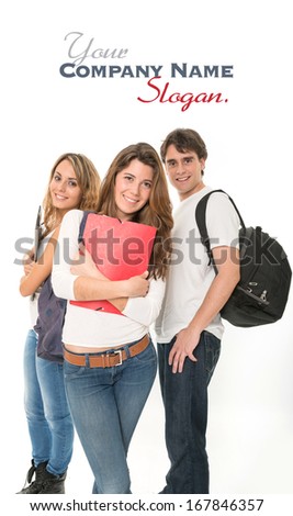 Three Young People With Student Gear