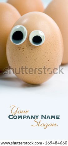 A group of eggs with eyes looking around