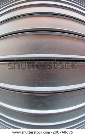 Shot with a fish-eye lens of a shop metal blind