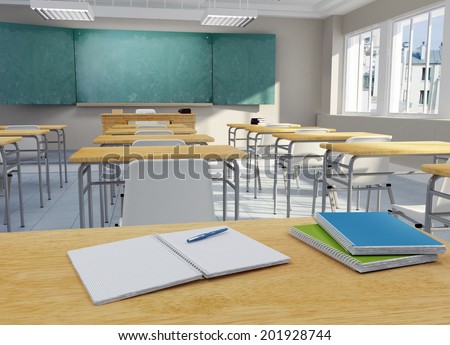 3D rendering of a school classroom