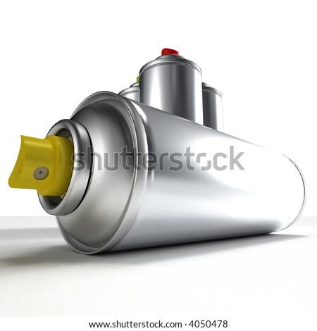 Aluminum spray cans with differently colored nozzles