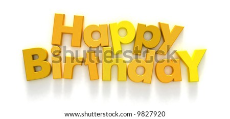 Happy Birthday formed with yellow letter magnets on neutral background