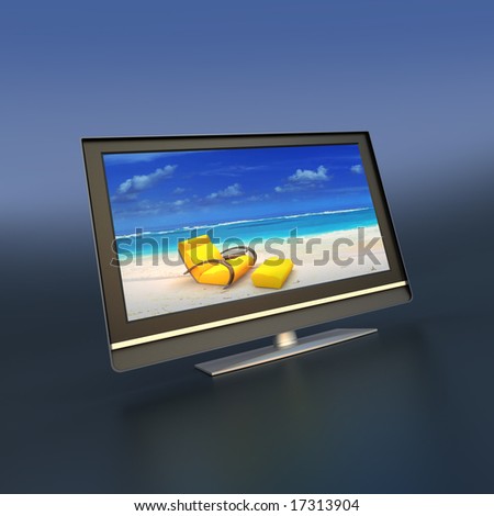 Flat screen monitor with relaxing images