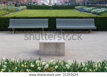 Detail of the gardens of the Palais Royal in Paris in the spring