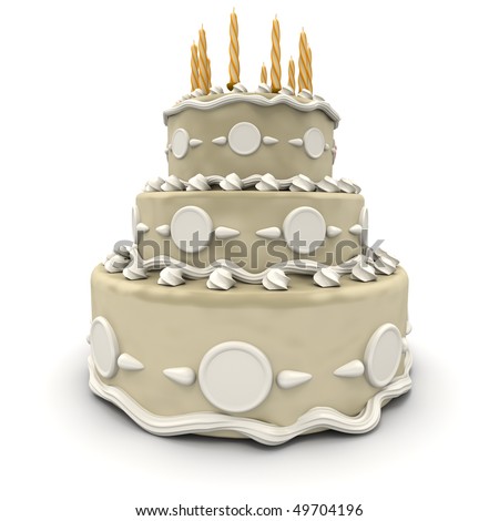  3D rendering of a impressive wedding three floor cake in white and cream